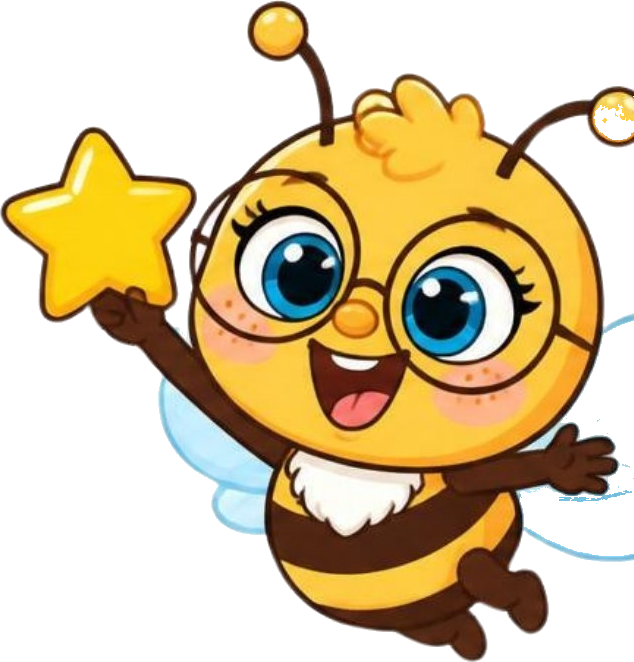 Easy the bee holding a star